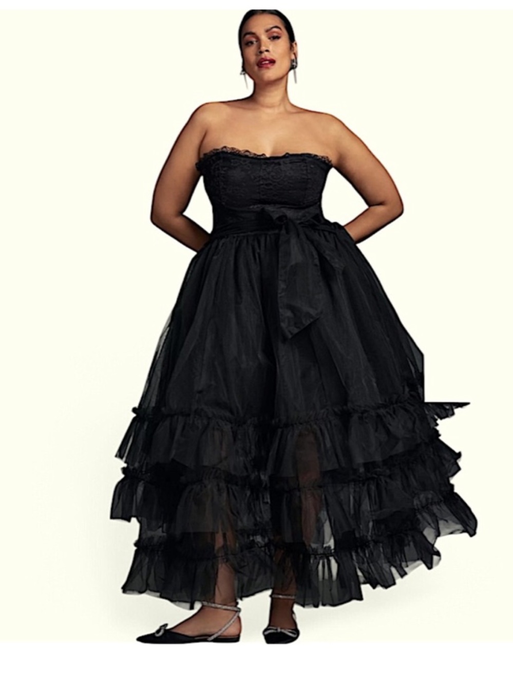 Anthropologie 2X Pilcro Black Denim and Tulle & Lace Strapless Party Dress AS-IS
